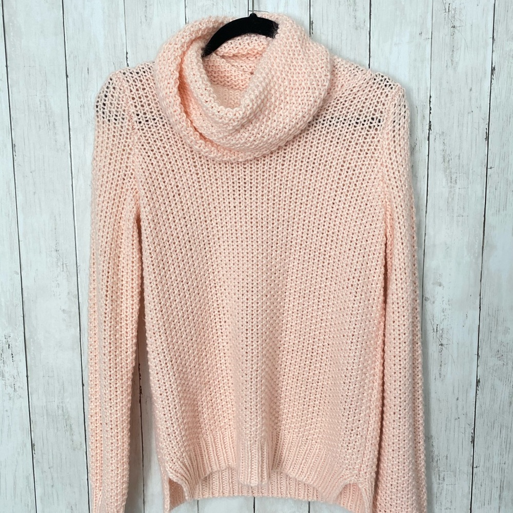 Knit pink turtleneck sweater